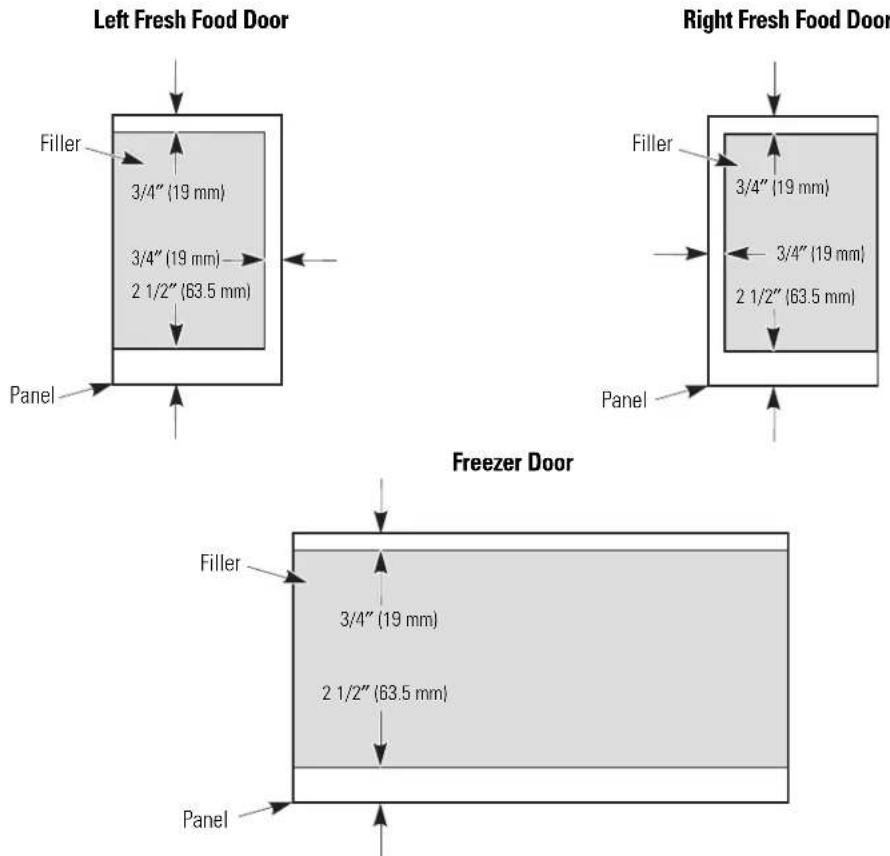 GE PDCF1NBWWW - Panels less than 1/4" (6 mm) thick - 2