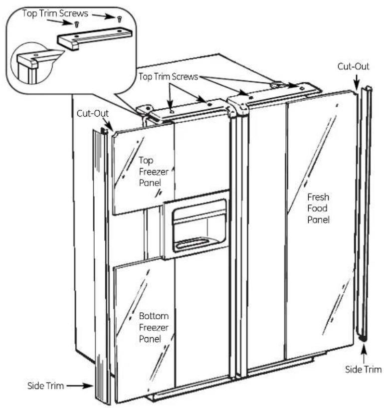 GE PSDS3YGXSS - Attach the Top Trim on the Freezer and Fresh Food Doors. - 1