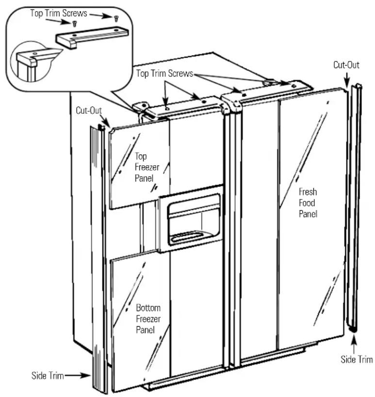 GE PSS26NGPBB - Attach the Top Trim on the Freezer and Fresh Food Doors. - 1