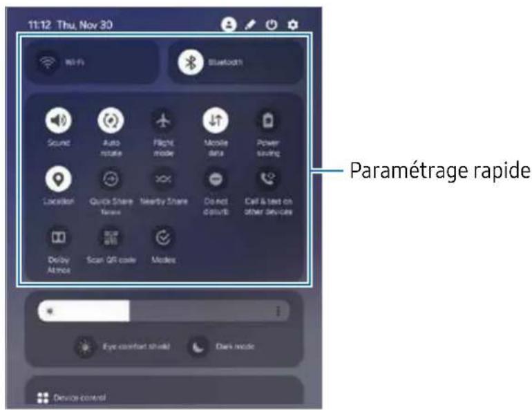 SAMSUNG Galaxy Tab A7 Lite - Utiliser le panneau de paramétrage rapide - 1