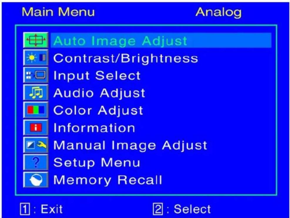 AOC G218a1 - Menú principal (Main Menu) - 1