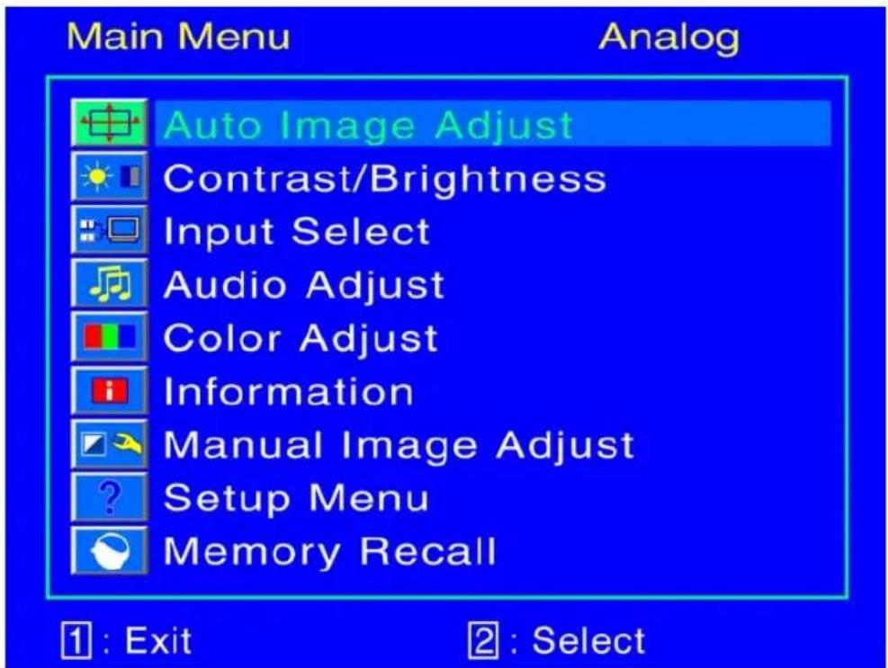 AOC G218a1 - Main Menu - 1