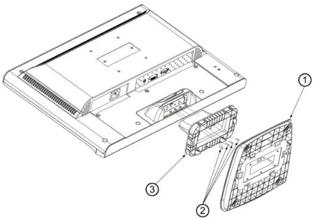 AOC G218a1 - Preparación para instalar el brazo de montaje de pared opcional (no incluido) - 1