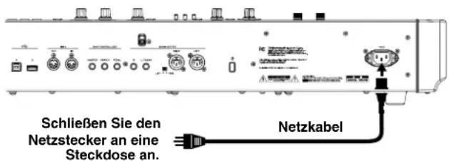 KORG Grandstage - Anschluss des im Lieferumfang enthaltenen Netzkabels - 1