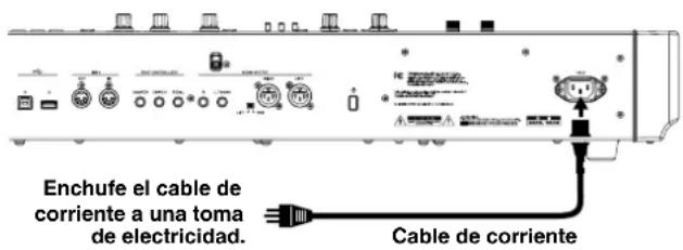 KORG Grandstage - Conexión del cable de corriente incluido con este teclado - 1