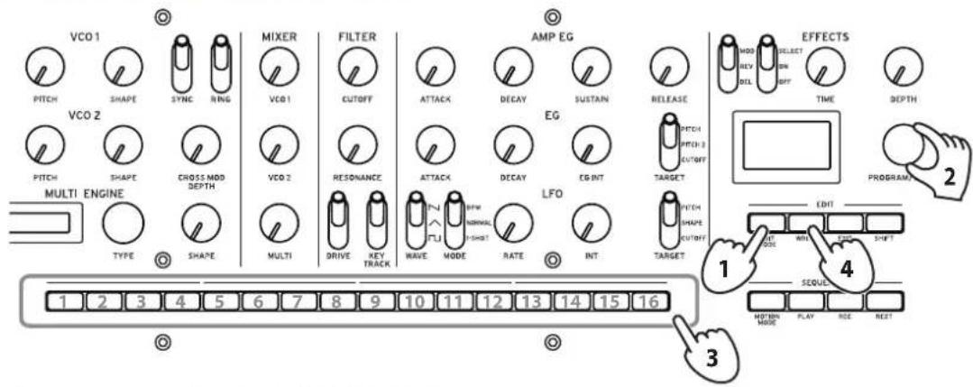 KORG Minilogue xd module - Activation du mode Edit - 1