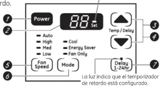 GE AER05LN - Acerca de los controles en el acondicionador de aire—modelos con teclas de toque. - 1