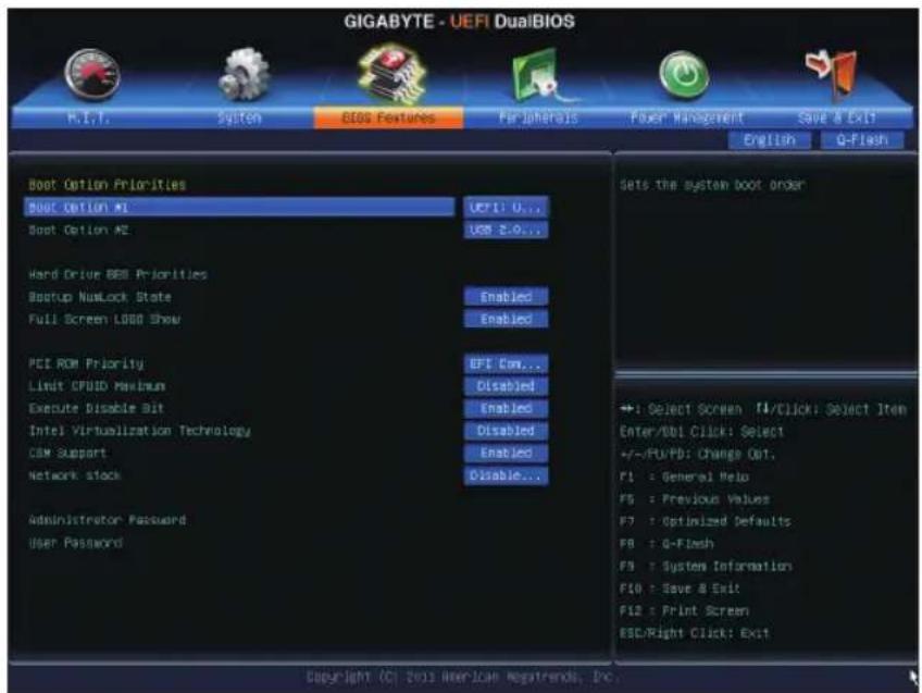 GIGABYTE GA-H61M-DS2V - 2-5 BIOS Features (BIOS功能设定) - 1