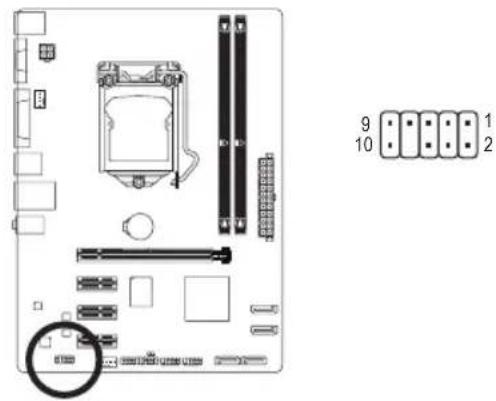 GIGABYTE GA-H61M-DS2V - 7) F\_AUDIO (前端音频插座) - 1