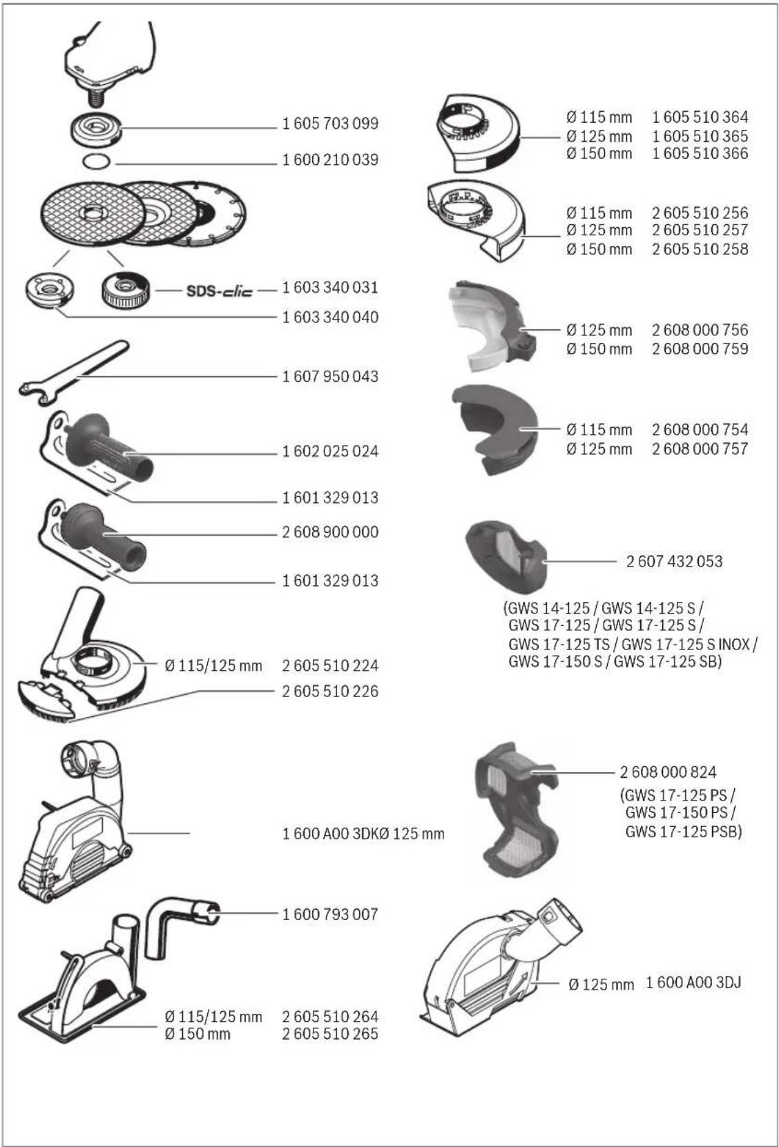 BOSCH GWS 17-125 TS Professional - (GWS 17-125 SB / GWS 17-125 PS / GWS 17-150 PS / GWS 17-125 PSB - 1