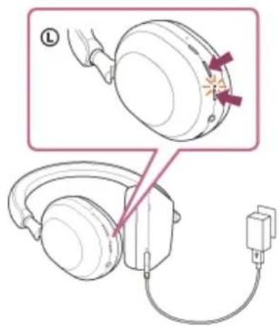 SONY WH-1000XM5 - Appuyez simultanément sur la touche (alimentation) et sur la touche NC/AMB. - 1