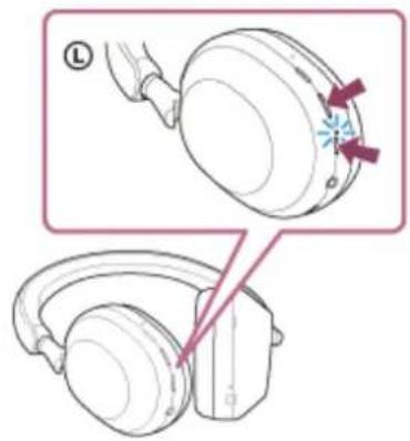 SONY WH-1000XM5 - Appuyez sur la touche (alimentation) et sur la touche NC/AMB et maintenez-les enfoncées pendant 7 secondes environ. - 1