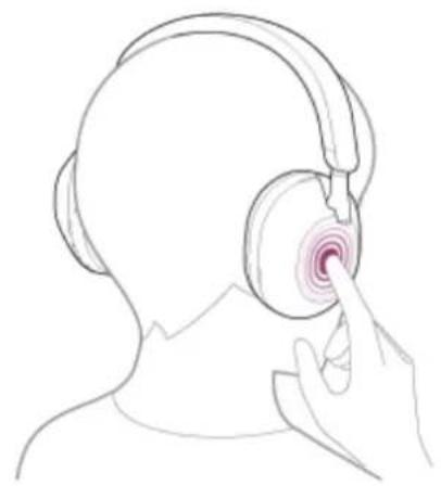 SONY WH-1000XM5 - Lorsque l’iPhone est en mode de veille ou de lecture de musique, maintenez le doigt sur le panneau de commande du capteur tactile du casque pendant plus d’1 seconde environ. - 1