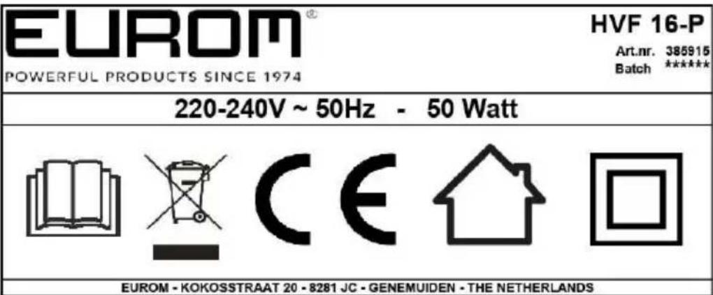 Eurom HVF 16-P - Identification - 1