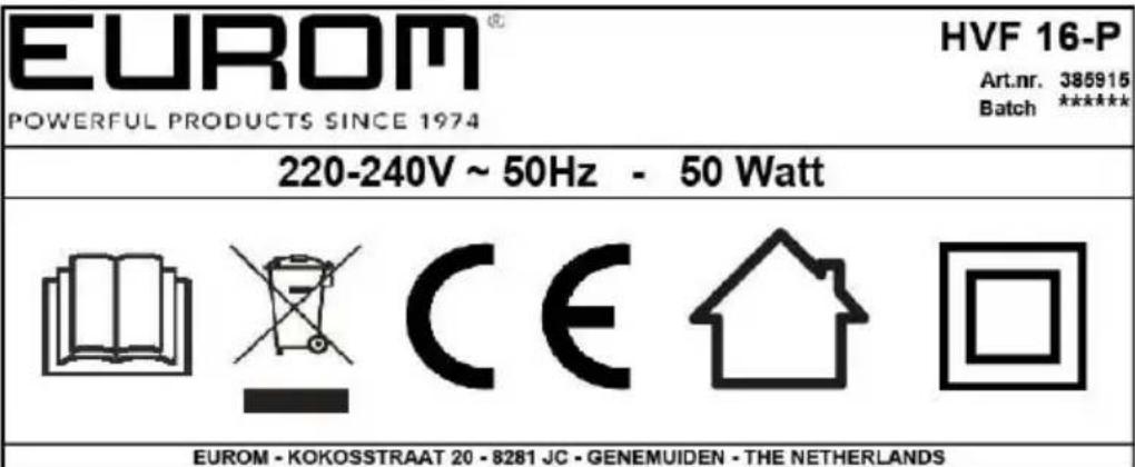 Eurom HVF 16-P - Identificatie - 1