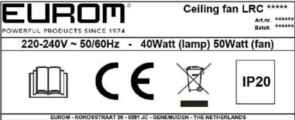 Eurom Ceiling Fan LRC - Identificatie - 1