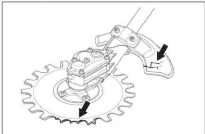 HUSQVARNA RA850 - De snijuitrusting en de beschermkap van de snijuitrusting controleren - 4