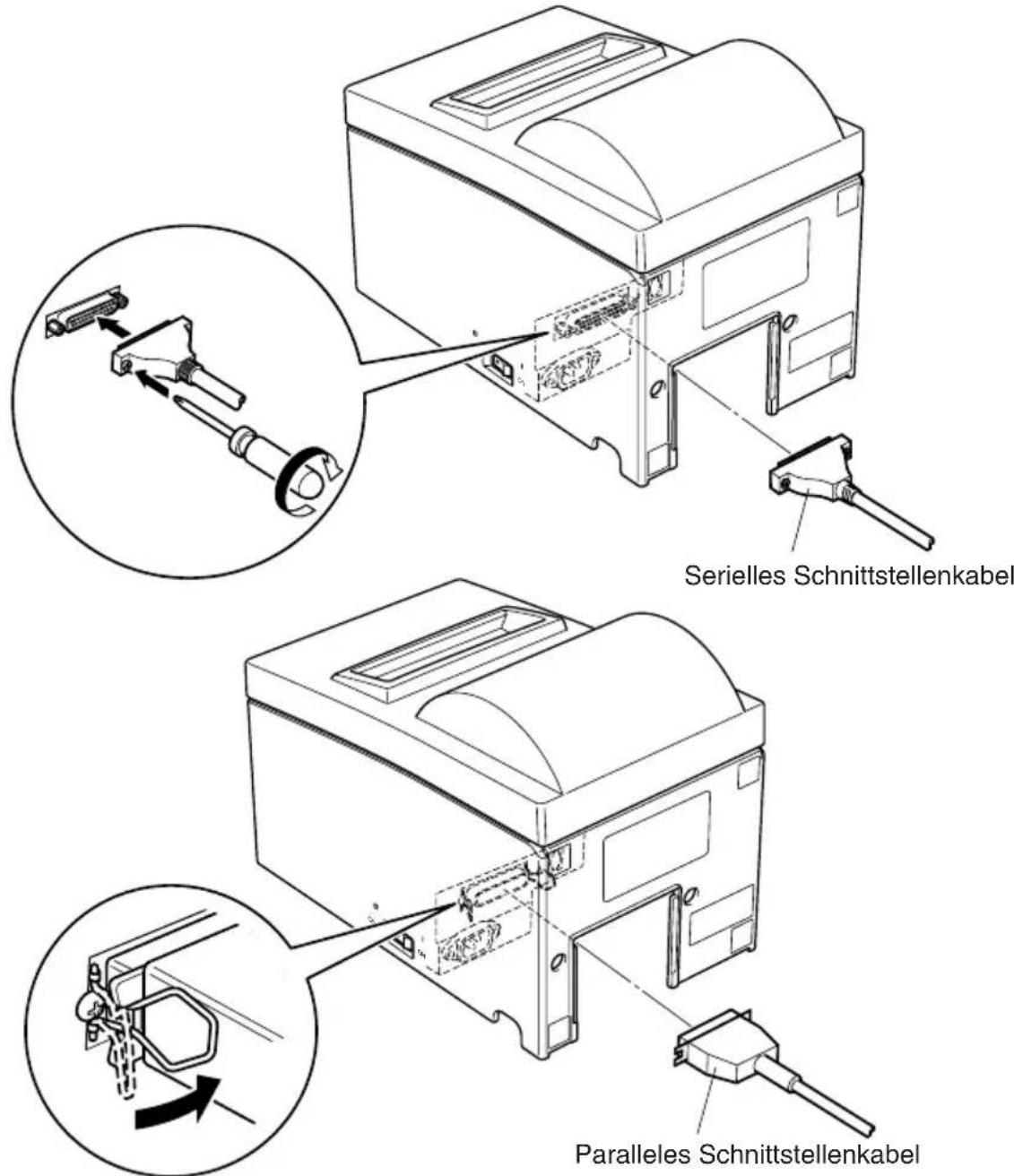 Star Micronics SP500 - 4-1. Anschlieben des Schnittstellenkabels - 1