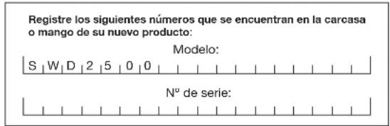 Sun Joe SWD2500 - Modelo y número de serie - 1