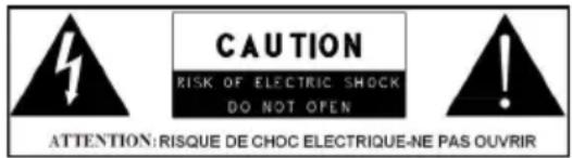 CAUTION RISK OF ELECTRIC SHOCK DO NOT OPEN ATTENTION: RISQUE DE CHOC ELECTRIQUE-NE PAS OUVRIR
