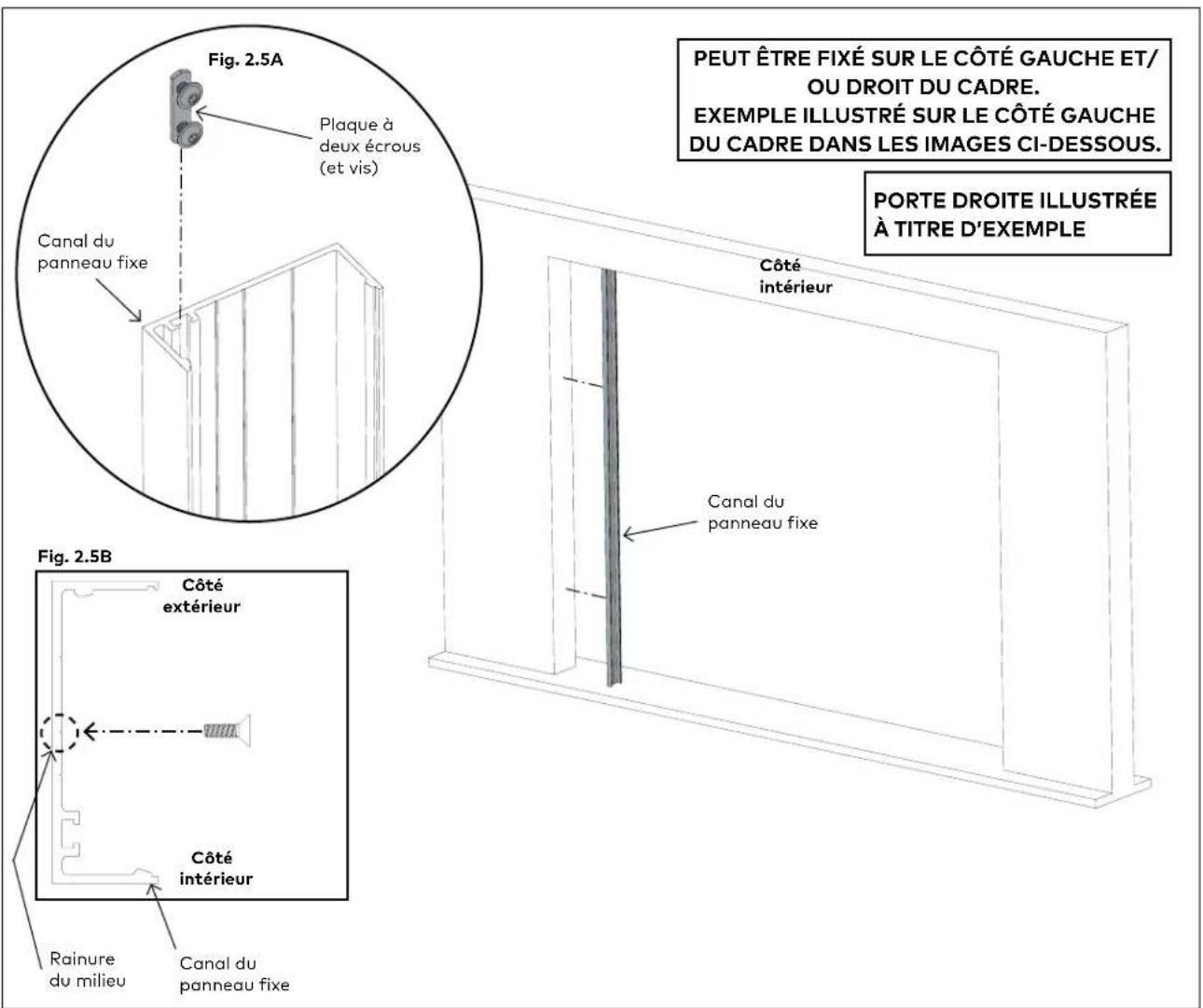 KABA PURE Sonos - Fixer l'extrusion verticale - profil du panneau fixe (gauche ou droite) - 1
