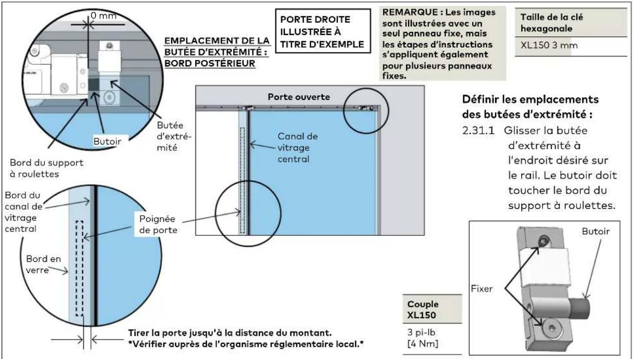 KABA PURE Sonos - Ajuster les emplacements des butées d'extrémité : Butée d'extrémité POSTÉRIEURE - 1