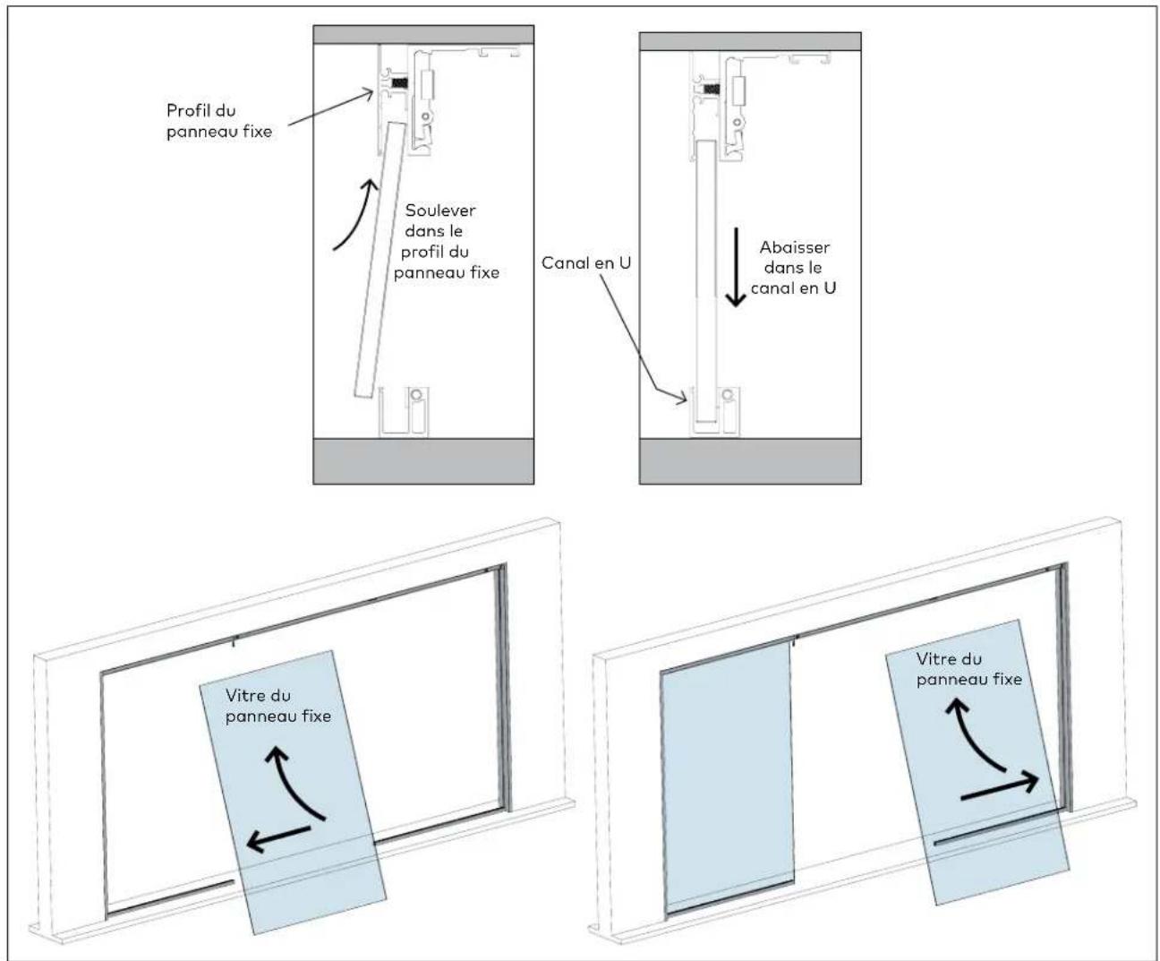 KABA PURE Sonos - Installer la vitre du panneau fixe - 1