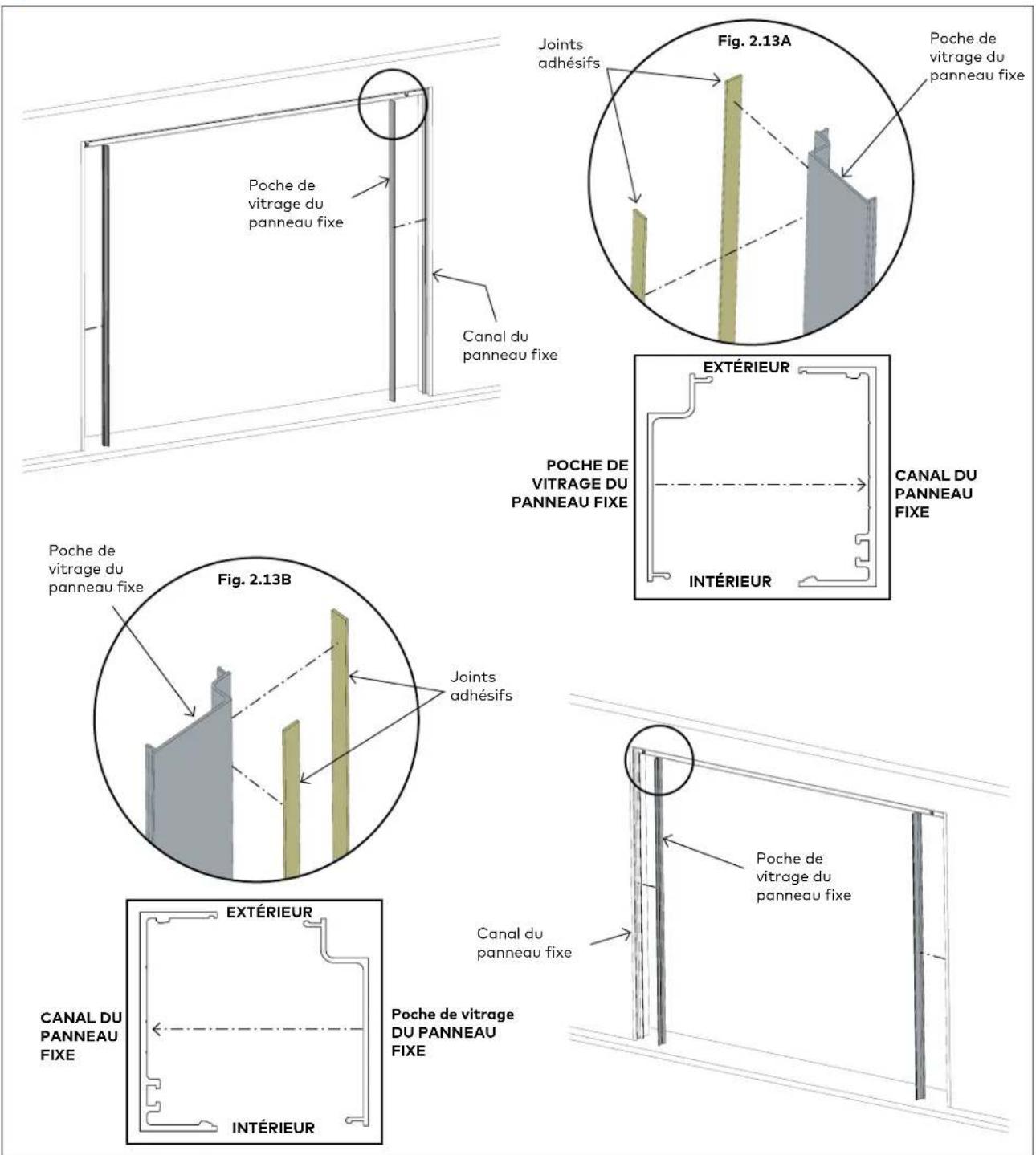 KABA PURE Sonos - Installer les poches de vitrage et les joints adhésifs [panneau fixe] (au besoin) - 1