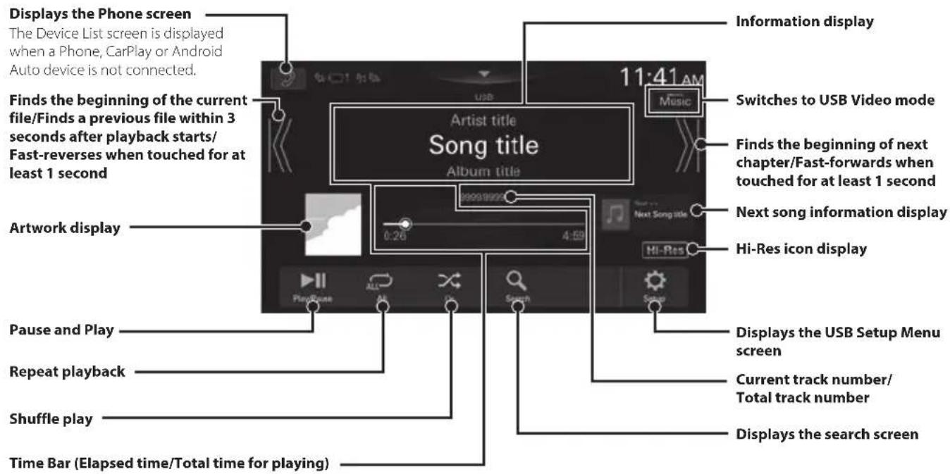 ALPINE iLX-F905DU8 - USB Audio main screen example - 1