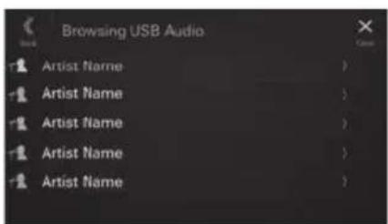 ALPINE iLX-F905DU8 - Touch the desired artist's name. - 1