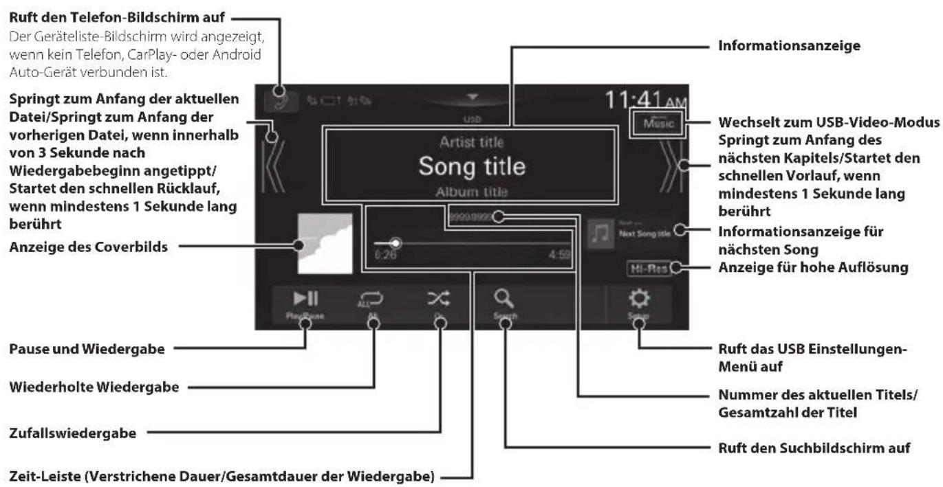 ALPINE iLX-F905DU8 - Beispiel für den USB Audio-Hauptbildschirm - 1