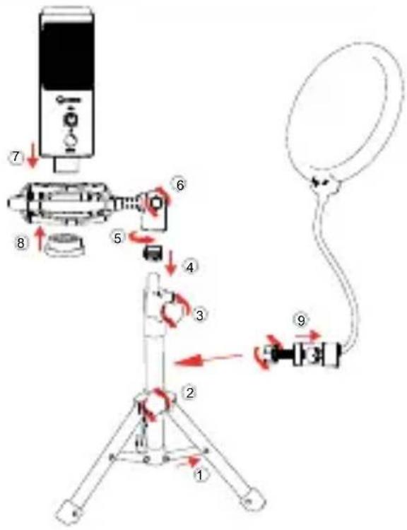 Diagram illustrating a recording setup with numbered components and directional arrows indicating motion or sequence.