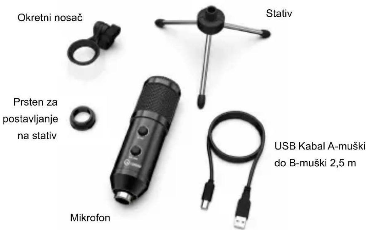 Okretni nosač Stativ Prsten za postavljanje na stativ Mikrofon USB Kabal A-muški do B-muški 2,5 m