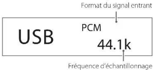 USB PCM 44.1k Format du signal entrant Fréquence d'échantillonnage