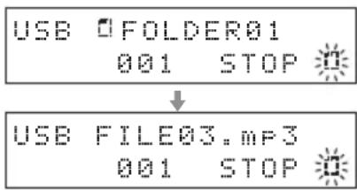 USB □FOLDER01 001 STOP ↓ USB FILE03.mp3 001 STOP