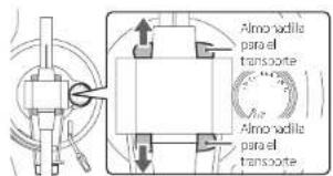 TEAC TN-4D-O - Durante el transporte se utilizan unas almohadillas sujetas al brazo. Retirelas en las direcciones que marcan las flechas. - 1