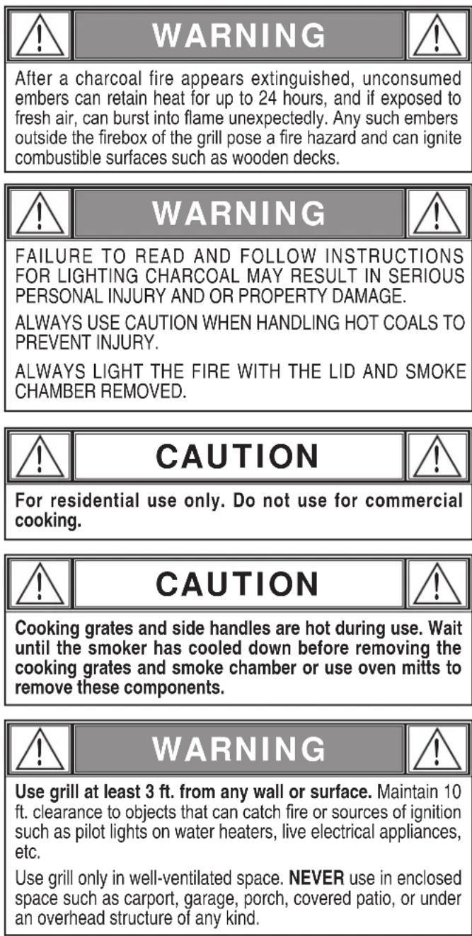 Char-Broil 18202076 - WARNING - 2
