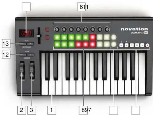 NOVATION Launchkey 49 MK1 - Face supérieure - commandes - 1