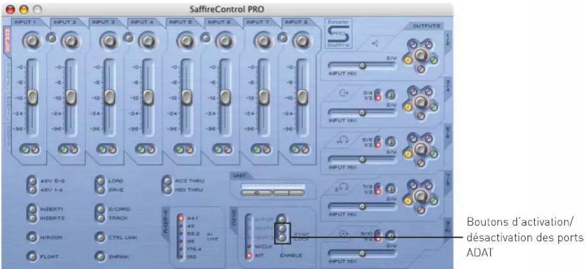 FOCUSRITE Saffire Pro 26 i/o - - SaffireControl PRO à haute fréquence d'échantillonnage – Désactivation ADAT - 1