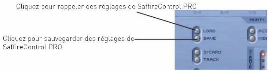 FOCUSRITE Saffire Pro 10 i/o - ■ Sauvegarde/rappel des réglages - 1
