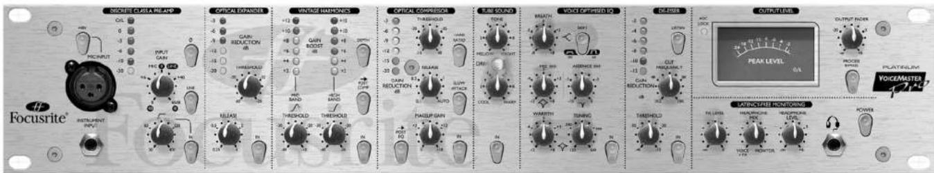 FOCUSRITE Platinum VoiceMaster Pro - RACK VENTILATION: DA DER VOICEMASTER PRO EIN CLASS-A GERÄT IST, GEHEN SIE SICHER, DASS ES WEITER UNTEN IN IHREM EQUIPMENTTRACK MONTIERT IST, MIT GENÜGEND PLATZ FÜR DIE LUFTZUFUHR NACH OBEN UND UNTEN. - 1
