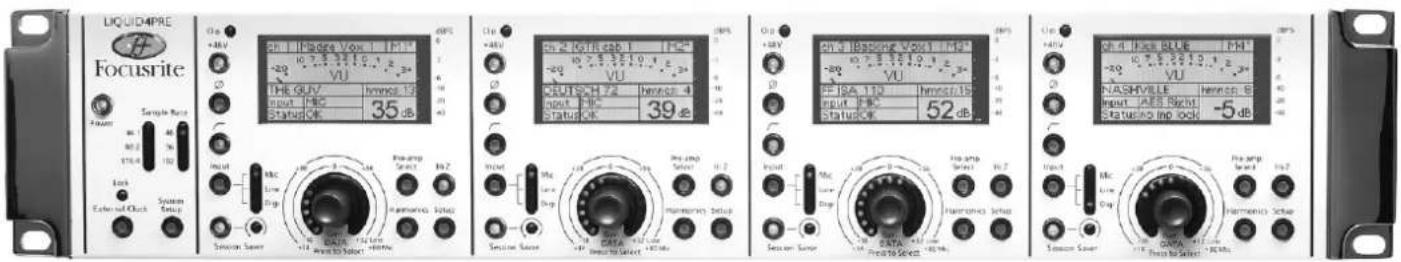FOCUSRITE Liquid 4Pre - Guide de référence rapide de la face avant - 1