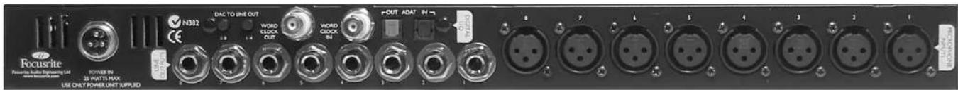 FOCUSRITE Platinum OctoPre LE Optional CODEC - RÜCKSEITIGE ANSCHLÜSSE - 1