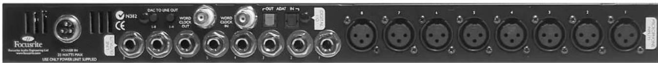 FOCUSRITE Platinum OctoPre LE Optional CODEC - REAR PANEL CONNECTIONS - 1