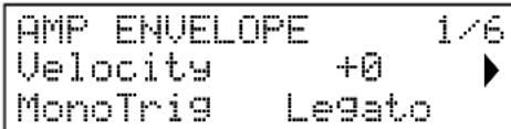 NOVATION Summit - The default menu displays for the Amp Envelope are shown below: - 1