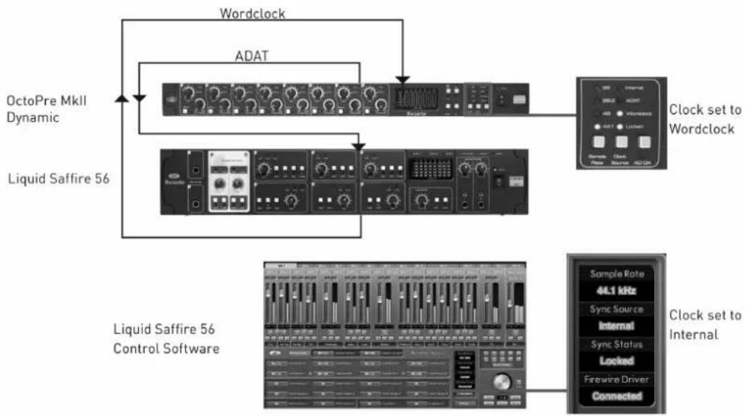 FOCUSRITE OctoPre MKII Dynamic - OctoPre MkII Dynamic with Audio Interface: Audio Interface as Clock Source Master - 1