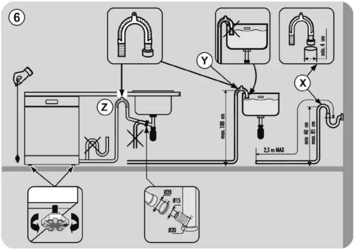HOOVER H-DISH 700 HIB 5B2S3FS - Connecting the outlet hose - 1
