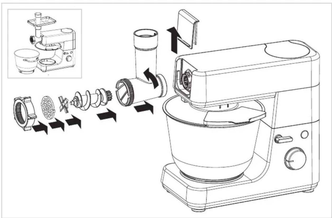 BESTRON Kitchen Master Pro 920100 - WERKING - Gebruik vleesmolen om gehakt te maken - 1