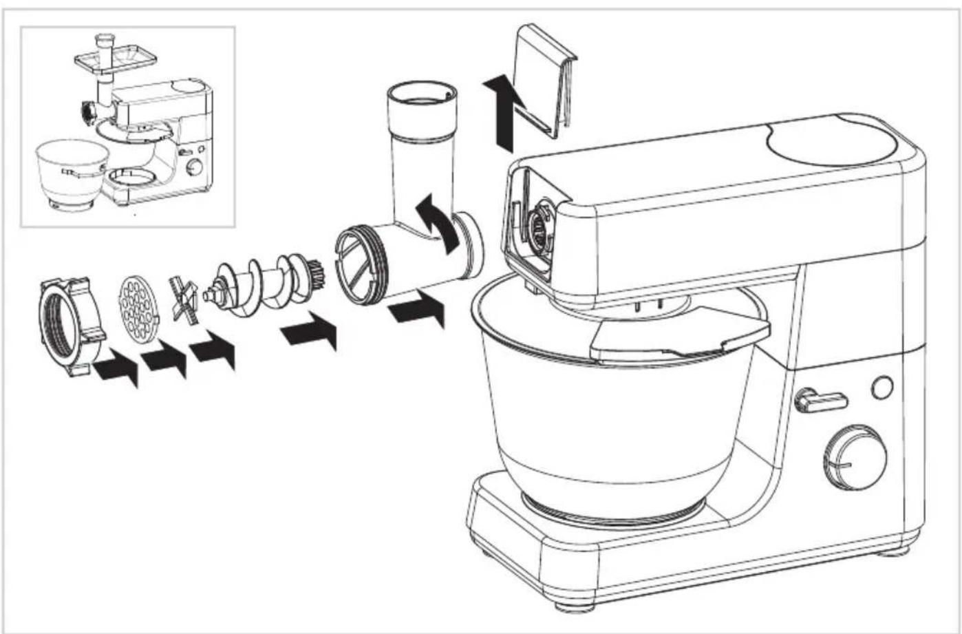 BESTRON Kitchen Master Pro 920100 - FONCTIONNEMENT - Utilisation du hachoir pour hacher la viande - 1