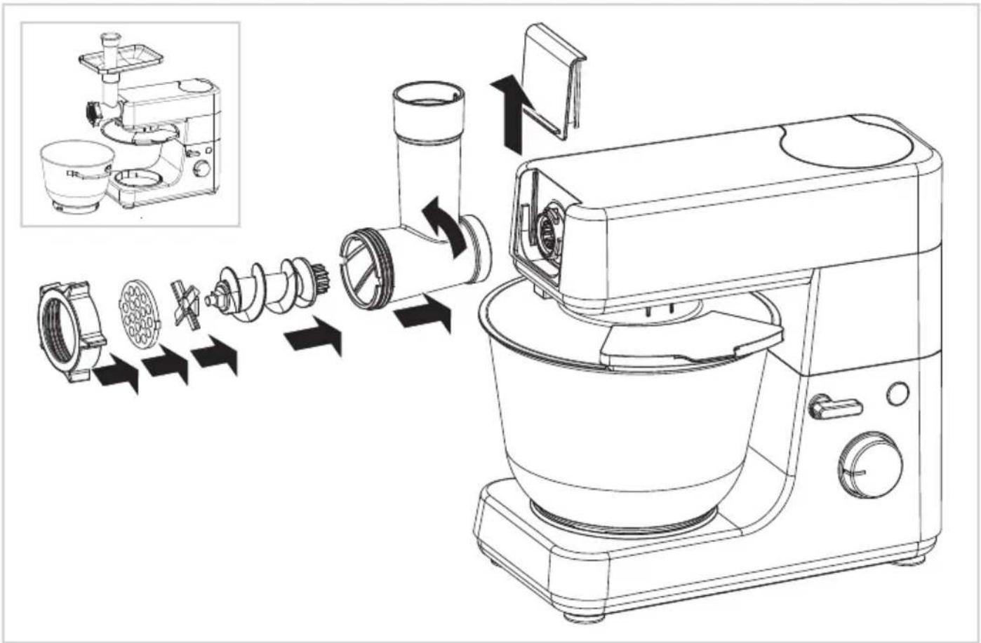 BESTRON Kitchen Master Pro 920100 - OPERATION - Using the grinder to grind meat - 1